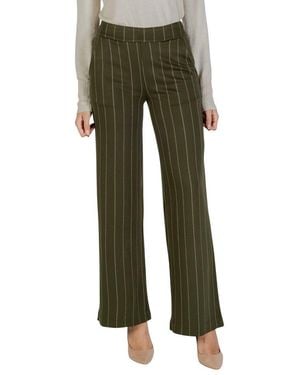 Ichi Bicolour Viscose Casual Trousers - Green