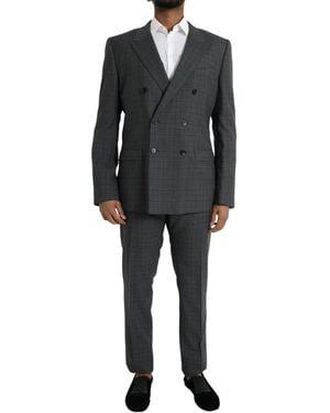 Dolce & Gabbana Plaid Wool Martini Formal 2 Piece Suit - Black