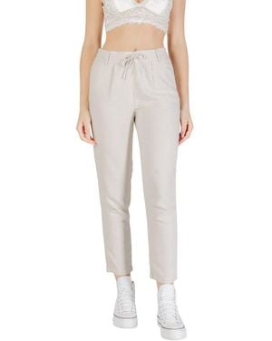 ONLY Beige Linen Casual Pants - Multicolor