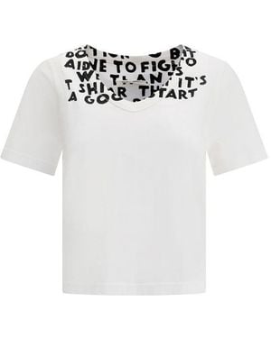 MM6 by Maison Martin Margiela V-neck T-shirt - M - White