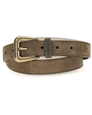 Brunello Cucinelli Brown Suede Leather Belt - Multicolor