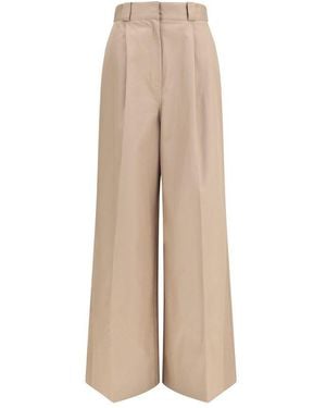 Balenciaga Beige Cotton Flared Trousers - Natural