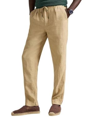 Lyle & Scott Beige Linen Casual Trousers - Natural