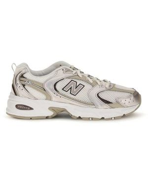 New Balance Beige Fabric Athletic Trainers - White