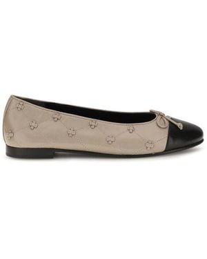 Tory Burch Beige Calf Leather Bos Taurus Ballet Flats - Multicolour
