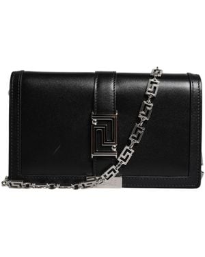 Versace Black Calfskin Leather Chain Strap Shoulder Crossbody Bag