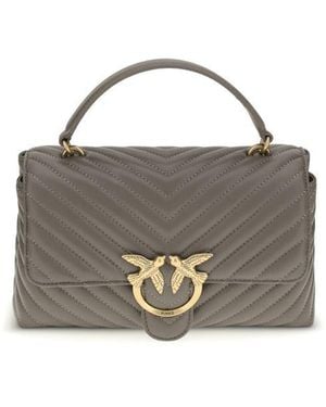 Pinko Calf Leather Bos Taurus Wallet - Gray