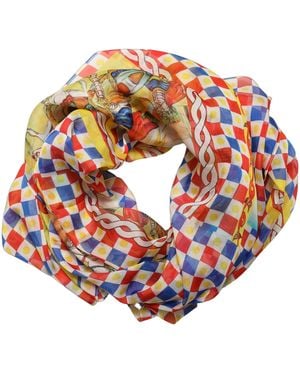 Dolce & Gabbana Multicolour Silk Carretto Foulard Scarf - Orange