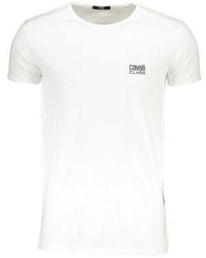 Roberto Cavalli Solid Logo Short Sleeve Tee - White