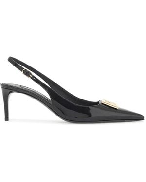 Dolce & Gabbana Dg Logo 90 Leather Slingback Pump - Black