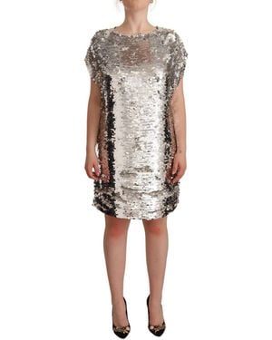 MSGM Elegant Sequined Boat Neck Mini Dress - Black