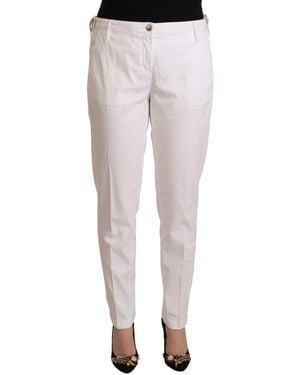 Jacob Cohen White Mid Waist Tapered Birgitte Trousers
