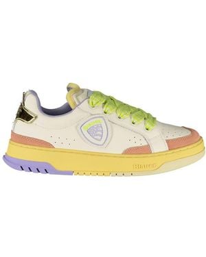 Blauer White Polyurethane Trainer - Yellow