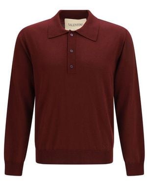 Valentino Bordeaux Wool Oves Aries Polo Shirt - Red