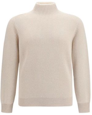 Brunello Cucinelli Beige Cashmere Turtleneck - White