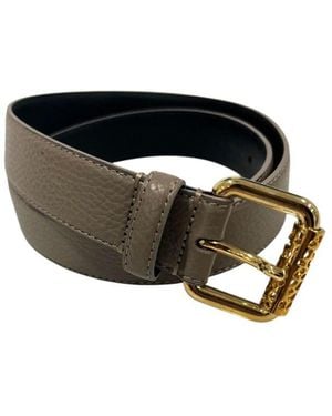 Borbonese Gray Leather Belt - Black