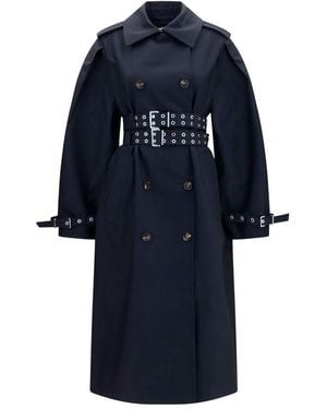 Ganni Black Cotton Coat - Blue