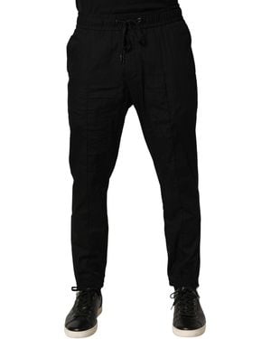 Dolce & Gabbana Black Cotton Skinny Men Jogger Trouser Trousers