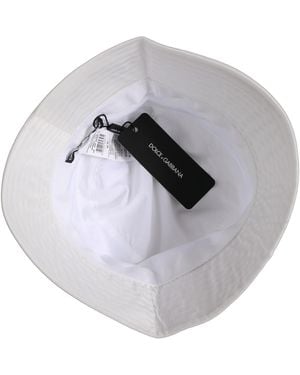 Dolce & Gabbana Men White Nylon Wide Brim Bucket Capello Hat - Grey