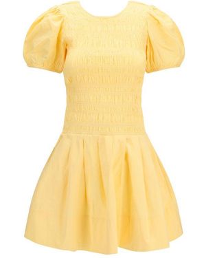 Ganni Bicolour Cotton Casual Dress - Yellow
