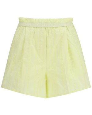 forte_forte Bicolour Cotton Bermuda Shorts - Green