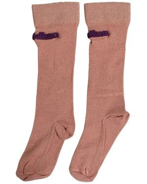Dolce & Gabbana Dusty Pink Embroidered Mid Calf Accessory Socks