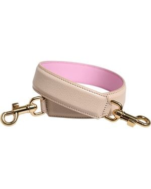 Dolce & Gabbana Beige Pink Leather Handbag Accessory Shoulder Strap