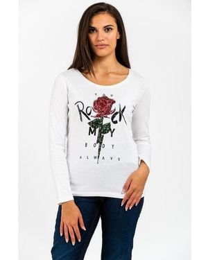 Gas White Cotton Long Sleeve T