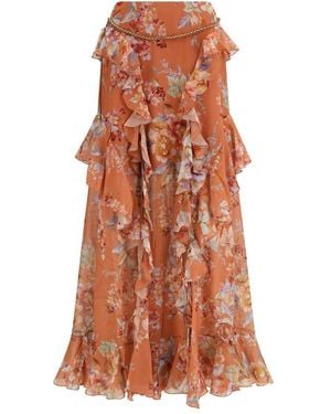 Zimmermann Orange Cotton Long Skirt - Brown
