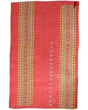 Dolce & Gabbana Red Silk Geometric Print Shawl Stole Scarf - Pink