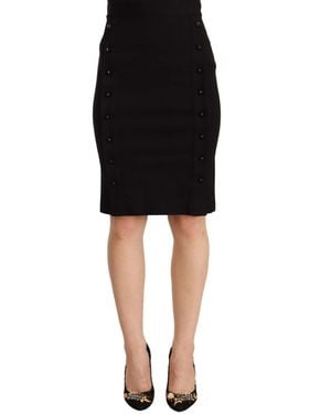 Gianfranco Ferré Gf Ferre High Waist Viscose Knee Length Pencil Cut Skirt - Black