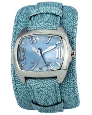 Chronotech Green Leather Watch - Blue