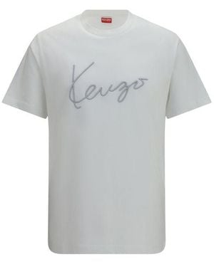 KENZO White Cotton T - Grey