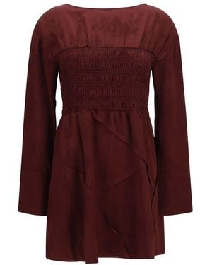 Ganni Bordeaux Acetate Casual Dress - Purple