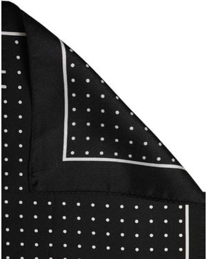 Dolce & Gabbana Dotted Silk Square Handkerchief Scarf - Black