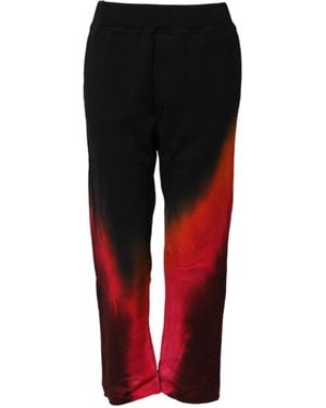 DSquared² Black Red Cotton Straight Fit Jogger Pants