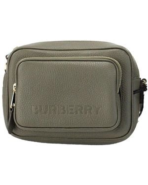 Burberry Small Branded Dark Fern Green Grainy Leather Camera Crossbody Bag