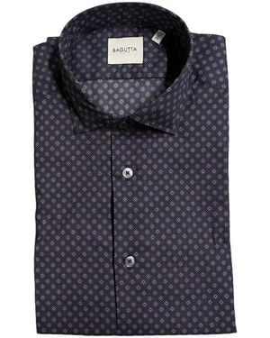 Bagutta Cotton Slim Fit Shirt - Blue