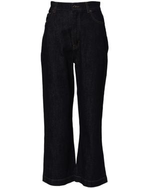 Dolce & Gabbana Blue Cotton High Waisted Flared Denim Jeans - Black