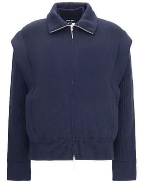 Giorgio Armani Blue Wool Oves Aries Bomber