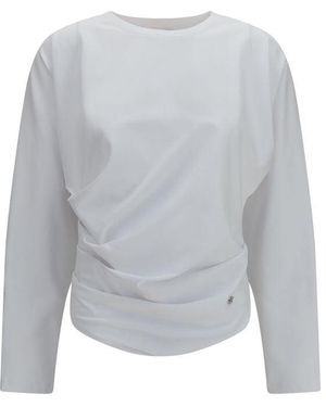 Ganni White Cotton Pattern Shirt - Grey