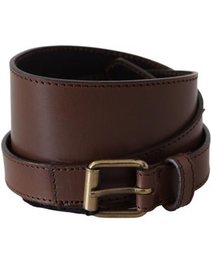 Plein Sud Brown Wide Leather Rustic Gold Metal Buckle Dark