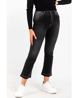 Gas Gray Cotton Cropped Jeans - Black