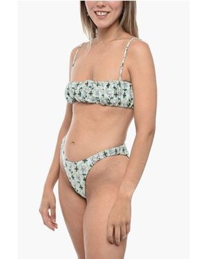 Agua Bendita Gathe Bikini Set With Bandeau Top - Blue