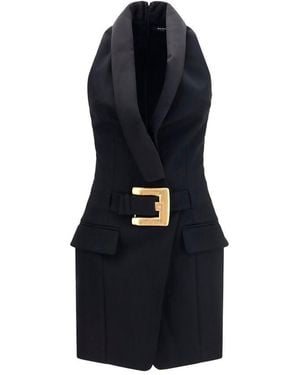 Balmain Black Wool Oves Aries Casual Dress