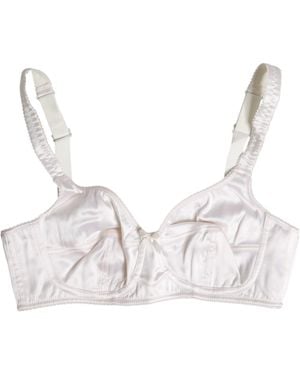 Dolce & Gabbana White Silk Balconette Non Wire Bra Underwear - Natural