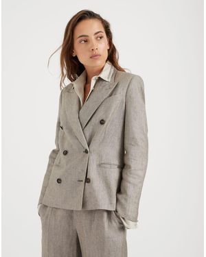 Brunello Cucinelli Brown Linen Blazer - Grey