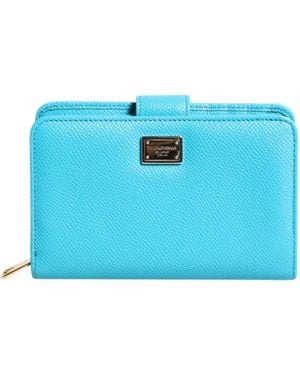 Dolce & Gabbana Leather Bifold Continental Clutch Wallet - Blue