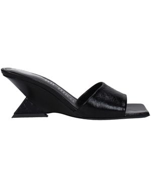 The Attico Black Leather Flat Sandals