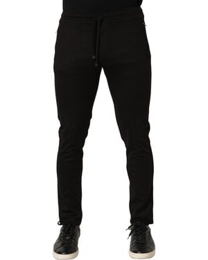 Dolce & Gabbana Black Wool Jogger Men Joggers Trouser Trousers